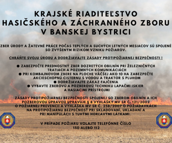 Aktuality / ZVÝŠENÉ RIZIKO POŽIAROV - foto