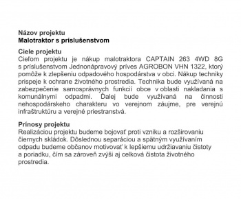 Aktuality / Nákup malotraktora s príslušenstvom - foto