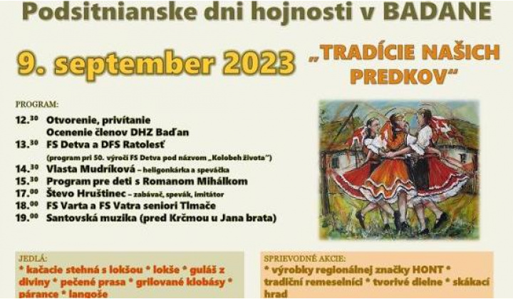 Podsitnianske dni hojnosti v BAĎANE 9. 9. 2023