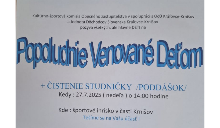 POPOLUDNIE VENOVANÉ DEŤOM