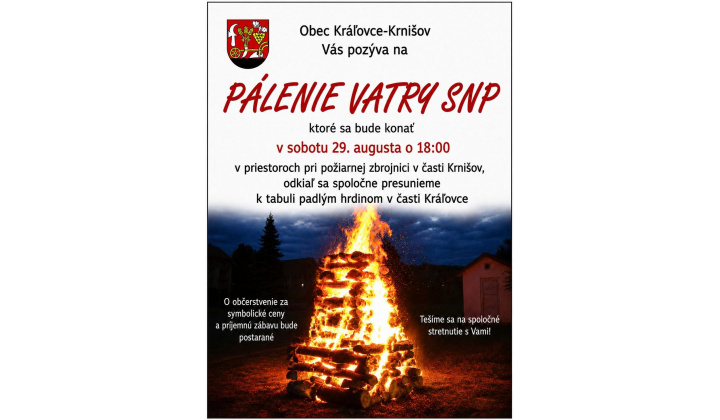 POZVÁNKA - PÁLENIE VATRY SNP