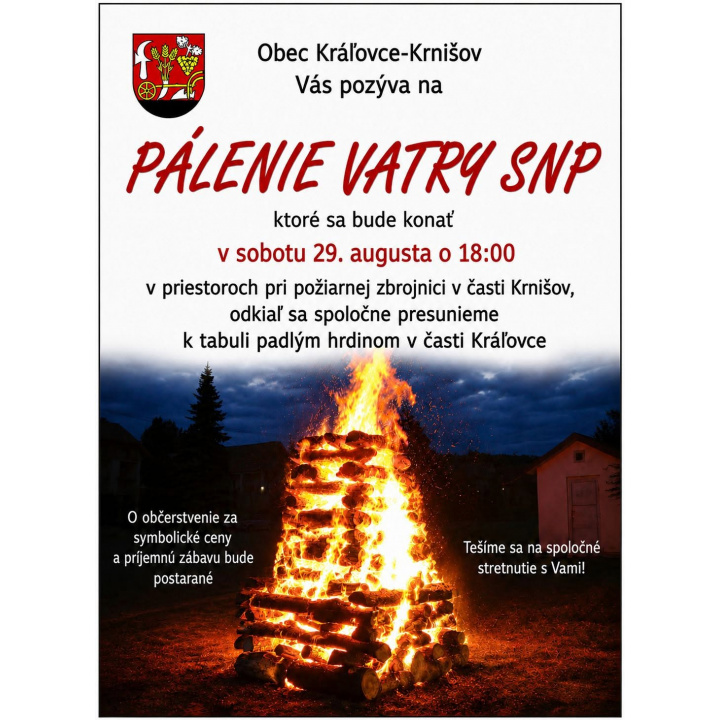 POZVÁNKA - PÁLENIE VATRY SNP