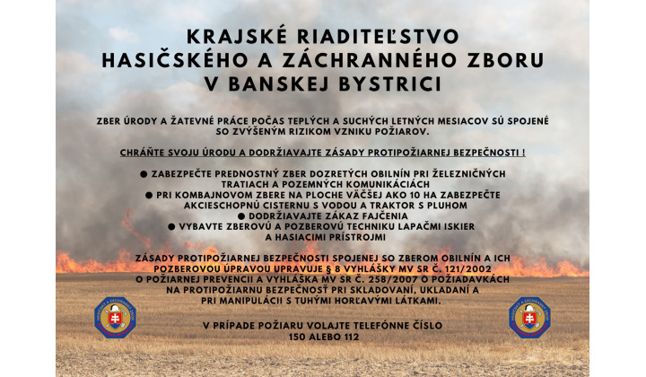 ZVÝŠENÉ RIZIKO POŽIAROV