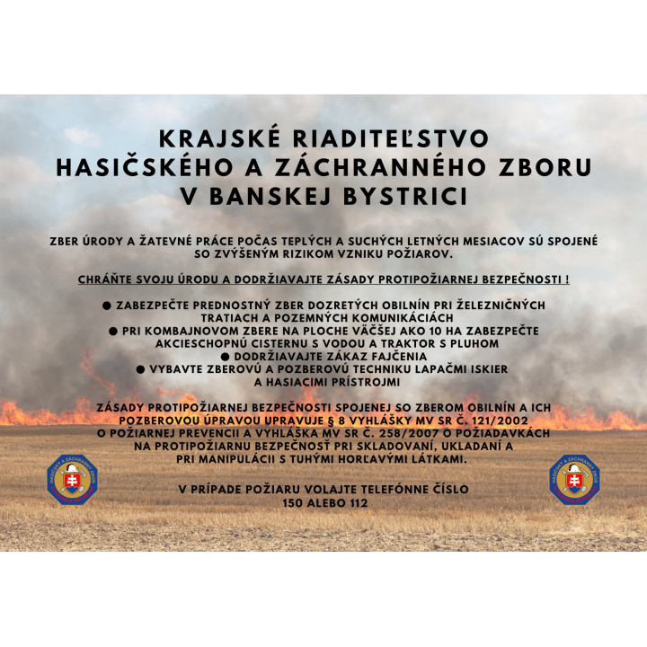 ZVÝŠENÉ RIZIKO POŽIAROV